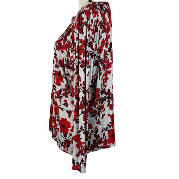 Liz Claiborne Large Top Floral Long Sleeve Round Neck Partial Button Lightweight - Picture 6 of 8